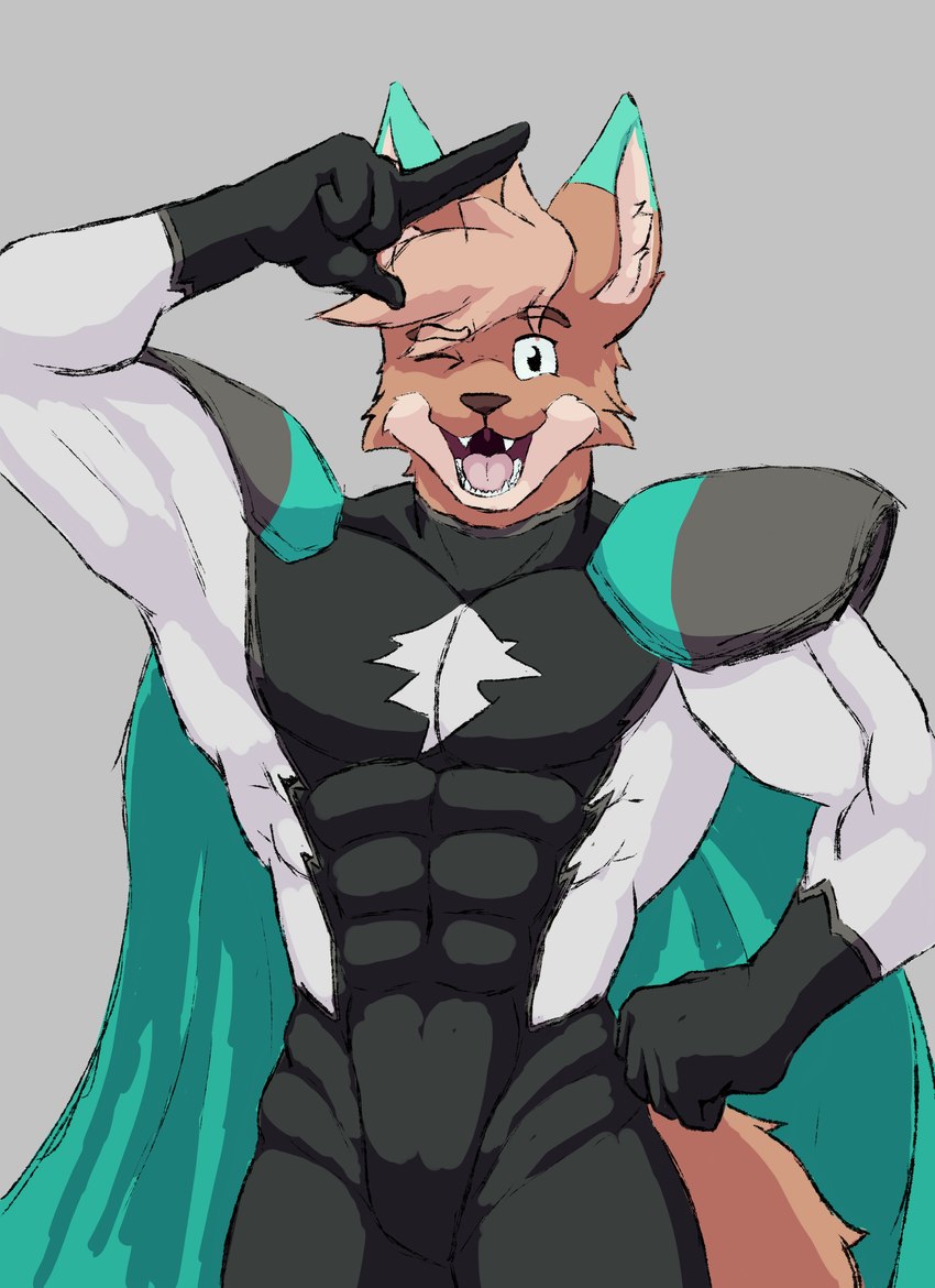 abs anthro big_muscles male muscular muscular_anthro muscular_male pecs pose solo superhero superhero_costume umbreoncloud canid canine canis mammal absurd_res hi_res