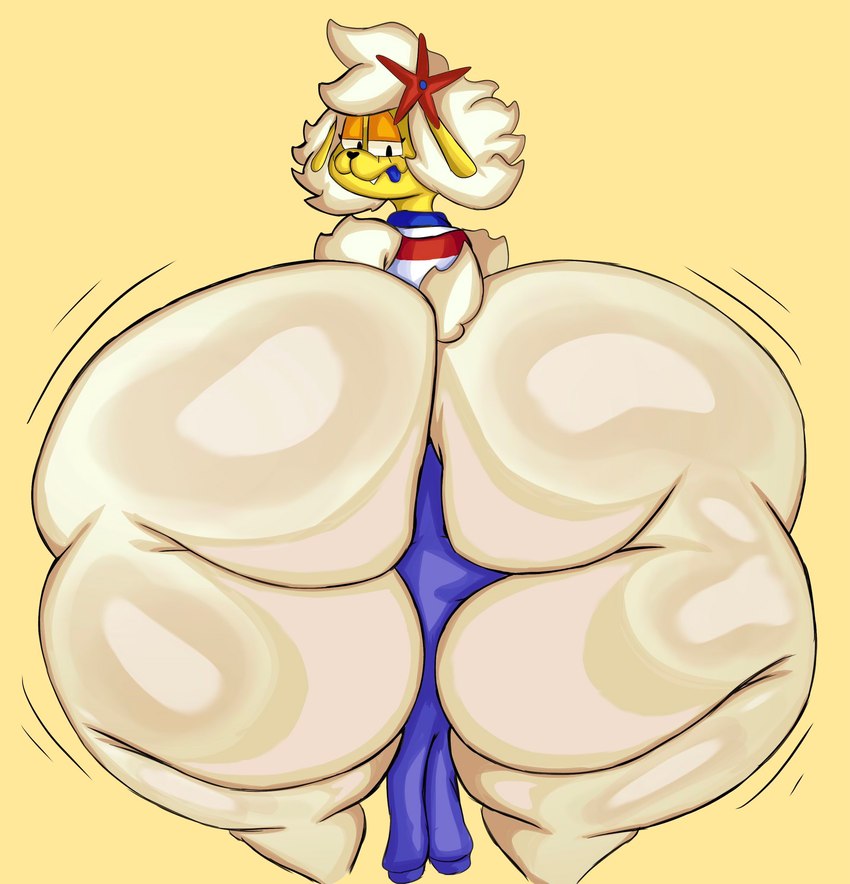 anthro big_butt bottomless butt butt_jiggle clothed clothing duo faceless_character faceless_male facesitting facesitting_in_underwear female female_facesitting_male fur glistening glistening_butt huge_butt huge_thighs hyper hyper_butt jiggling male male/female sitting_on_another thick_thighs yellow_body yellow_butt yellow_fur yoshuacomoyoshu the_walten_files sha_(twf) bovid caprine mammal sheep 2024 colored digital_media_(artwork) hi_res shaded