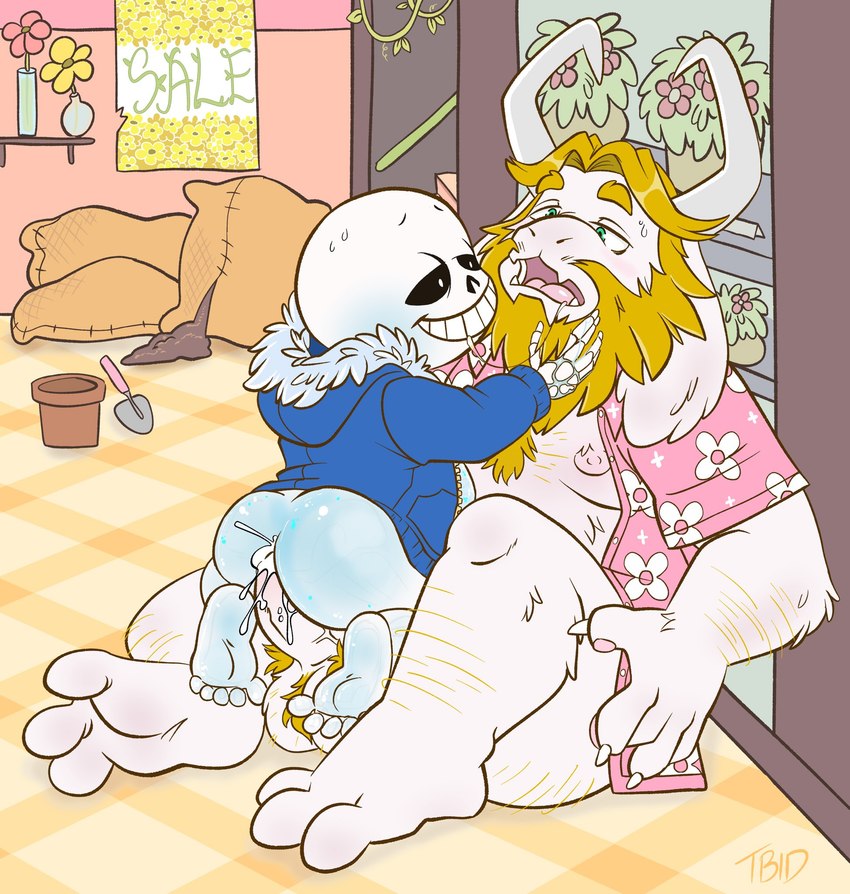 asgore dreemurr and sans (undertale (series) and etc) created by tbid
