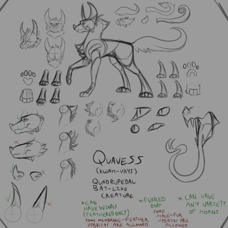 how-to informative looking_at_viewer lore open_mouth solo species_sheet text tongue tongue_out dahurgthedragon quavess 1:1 digital_media_(artwork) english_text model_sheet sketch unfinished