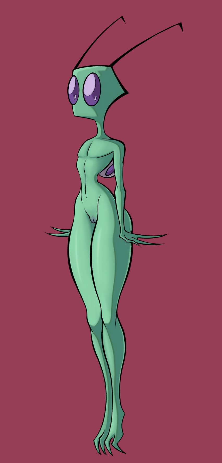 blank_stare duo flat_chested genitals green_body green_skin male not_furry nude pak purple_eyes simple_background solo square_(anatomy) square_head thick_thighs lewdofdoom invader_zim nickelodeon almighty_tallest_purple alien alien_humanoid humanoid irken 2021 absurd_res hi_res