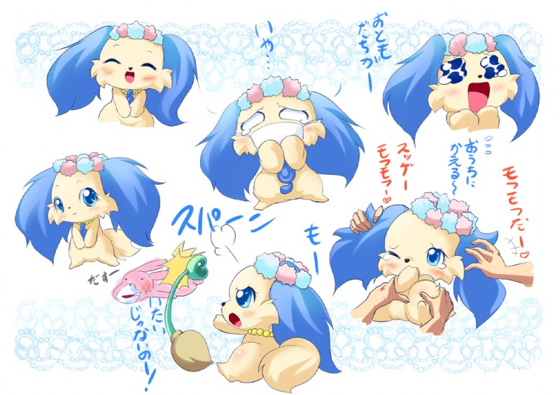 angry blue_eyes blush bodily_fluids broom cleaning_tool female g_clef happy one_eye_closed scared shocked tears text wounded ukan_muri jewelpet sanrio sega sega_fave sapphie_(jewelpet) bird_dog canid canine canis cavalier_king_charles_spaniel domestic_dog hunting_dog mammal spaniel toy_dog japanese_text translation_request