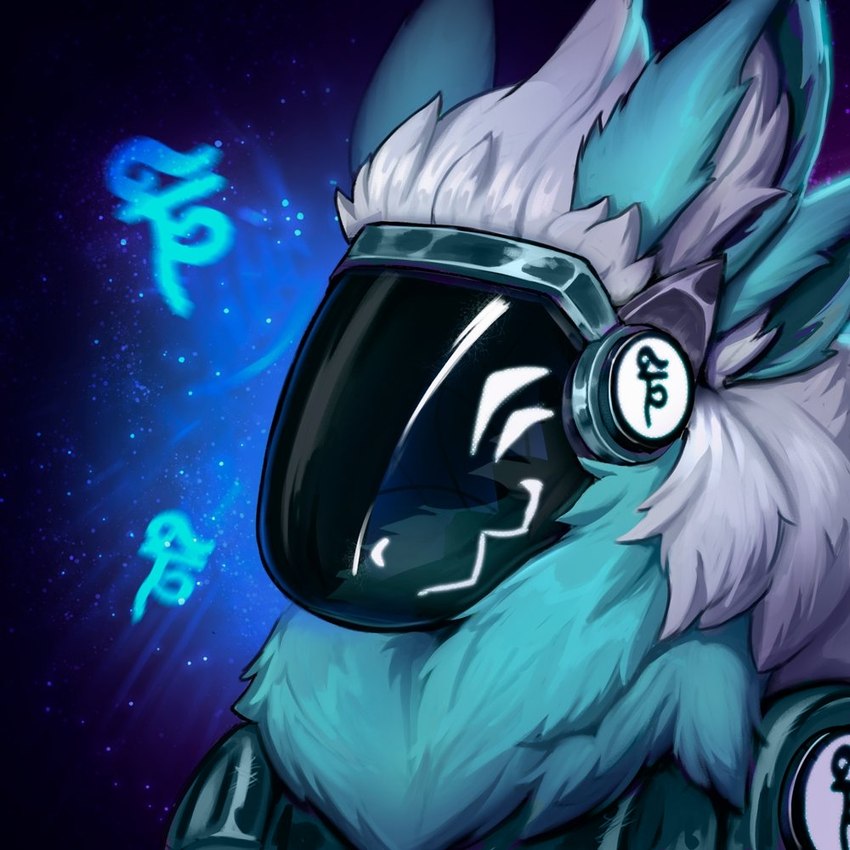 armor blue_body blue_fur fur inner_ear_fluff machine male multi_ear multi_eye protogen_visor reflection screen screen_face smile solo tuft white_body white_fur mrjairorate major039 protogen 1:1