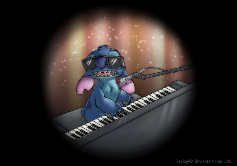 4_fingers back_markings blue_body blue_claws blue_fur blue_nose chest_tuft claws ears_down electronics eyewear fingers fur head_tuft keyboard_instrument markings microphone musical_instrument notched_ear open_mouth piano pivoted_ears playing_music singing solo sparkles sunglasses text tuft vignette year kaykaykit disney lilo_and_stitch stitch_(lilo_and_stitch) alien experiment_(lilo_and_stitch) 2006 digital_media_(artwork) url