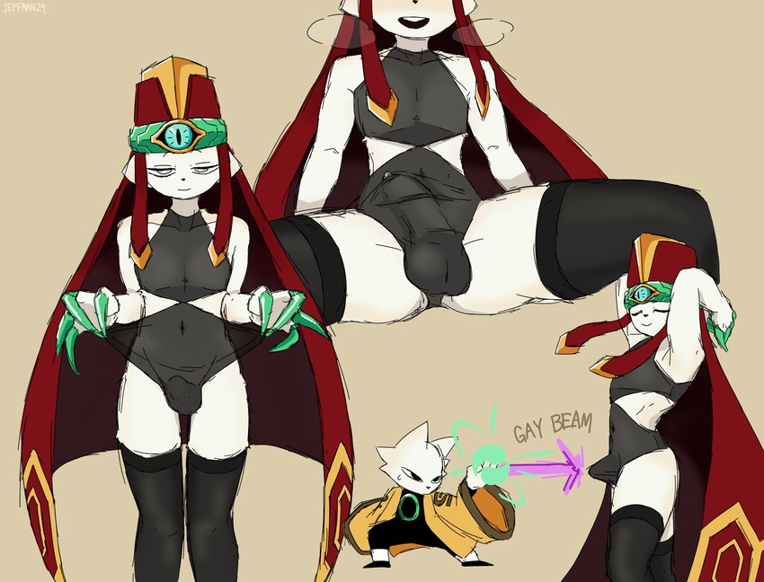 anthro asian_clothing balls_outline biped black_clothing black_legwear black_thigh_highs blush bodily_fluids bulge cape chinese_clothing clothing clothing_pull detailed_bulge east_asian_clothing erection erection_under_clothing eyes_closed fake_claws femboy genital_fluids genital_outline humor leaking_precum legwear leotard looking_at_viewer male male_anthro navel parry penis_outline precum precum_through_clothing red_cape red_clothing robe simple_background skinny_anthro skinny_male smile smiling_at_viewer solo spread_legs spreading standing tan_background thigh_highs translucent translucent_clothing ventral_groove wet wet_clothing white_eyes yellow_clothing yellow_robe jeffman24 asian_mythology chinese_mythology east_asian_mythology mythology nine_sols red_candle_games ji_(nine_sols) yi_(nine_sols) felid feline mammal solarian 2025 digital_drawing_(artwork) digital_media_(artwork) hi_res multiple_images