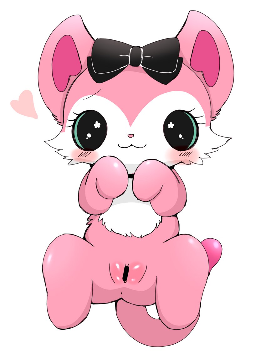 alternative_fashion anthro blush female fur genitals heart_symbol pink_body pink_fur pussy solo sparkles sparkling_eyes azuo beatcats sanrio sega sega_fave mia_(beatcats) felid feline mammal absurd_res censored hi_res pastel_theme