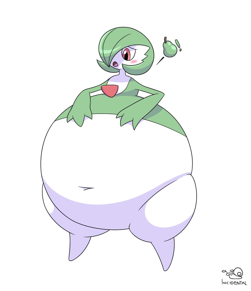 belly belly_expansion belly_inflation big_belly blush bottom_heavy bottomwear clothing exclamation_point expansion female food fruit green_clothing green_hair hair hand_on_belly hand_on_own_belly heavy_bot huge_belly hyper hyper_belly hyper_pear inflation inflation_fetish logo looking_at_belly looking_at_own_belly looking_down looking_down_at_self navel not_furry open_mouth pear pear-shaped_figure pink_tongue plant red_eyes red_mouth simple_background skirt solo thick_thighs tongue white_background white_body wide_hips incidental_(artist) nintendo pokemon serena_(incidental) gardevoir generation_3_pokemon humanoid pokemon_(species) 2022 absurd_res artist_logo cel_shading colored digital_media_(artwork) hi_res shaded signature