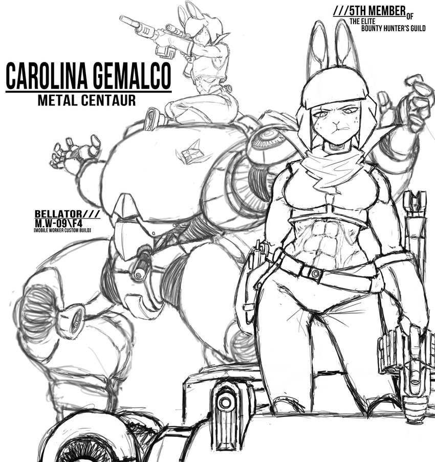 anthro duo female intersex intersex/female machine mecha text kaizooki carolina_gemalco_(kaizooki) animal_humanoid humanoid lagomorph lagomorph_humanoid leporid leporid_humanoid mammal mammal_humanoid rabbit rabbit_humanoid robot absurd_res english_text hi_res