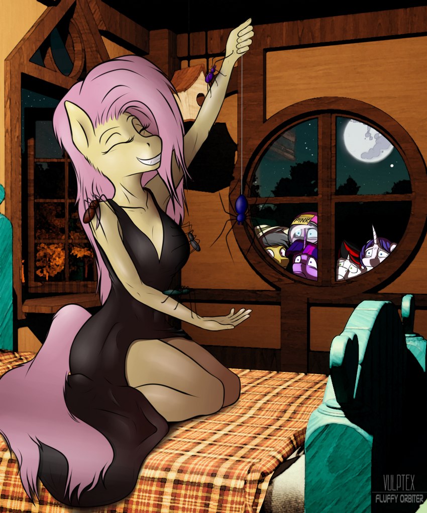 3d_background amogus anthro bed breasts cleavage clothed clothing costume eyes_closed female female/female furniture grin group halloween_costume holidays horn moon smile spider_web wings fluffyorbiter among_us fallout_equestria friendship_is_magic halloween hasbro innersloth my_little_pony mythology daring_do_(mlp) fluttershy_(mlp) pinkie_pie_(mlp) rarity_(mlp) twilight_sparkle_(mlp) arachnid arthropod earth_pony equid equine horse mammal mythological_creature mythological_equine pegasus pony spider unicorn 5:6 hi_res