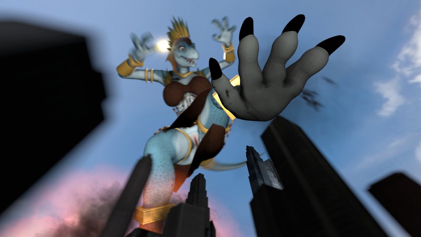 anthro city clothing explosion fantasy female imminent_crush looming looming_foot macro solo stomping animorph_maniac warhammer_(franchise) warhammer_fantasy tayanna_(furromantic) lizard lizardman lizardman_(warhammer) reptile scalie skink skink_(warhammer_fantasy) 16:9 3d_(artwork) digital_media_(artwork) hi_res source_filmmaker_(artwork) widescreen