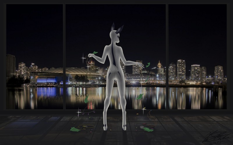 anthro apartment dark diamond_(gem) female gem hooves money night nude pearl_(gem) ruby_(gem) skyline slim solo vancouver window sensetivewhiskers deer mammal 16:10 absurd_res hi_res widescreen