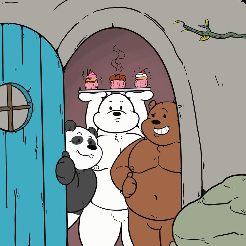 brown_body brown_fur building cupcake door food fur group holding_object house male navel nipples slightly_chubby slightly_chubby_male trio white_body white_fur mamayong_(artist) cartoon_network we_bare_bears grizzly_(we_bare_bears) ice_bear_(we_bare_bears) panda_(we_bare_bears) bear brown_bear giant_panda grizzly_bear humanoid mammal polar_bear ursine 1:1 digital_drawing_(artwork) digital_media_(artwork) flat_colors hi_res