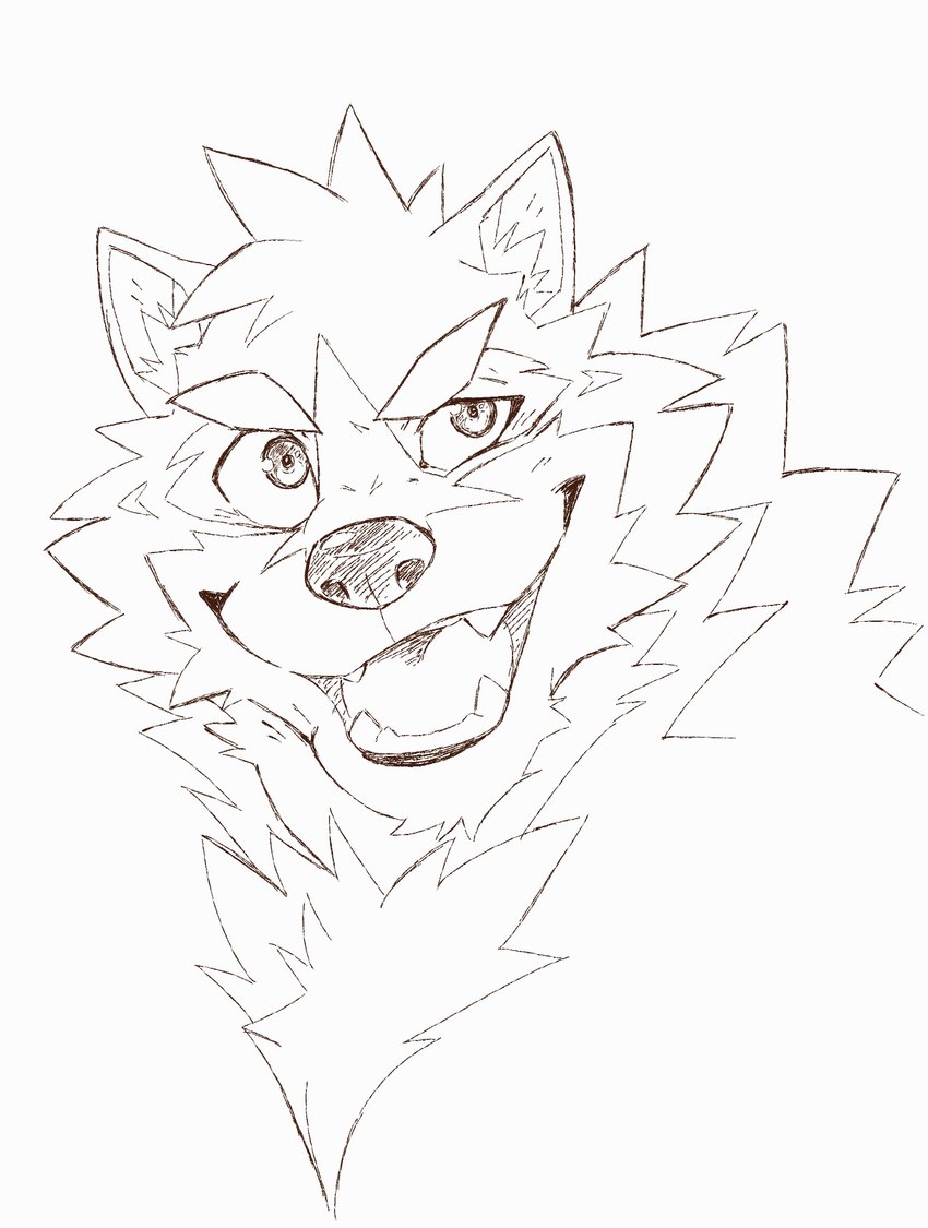 anthro fangs male open_mouth solo teeth tongue heylaw21 lifewonders live_a_hero barrel_(live_a_hero) canid canine canis mammal wolf 2024 digital_media_(artwork) hi_res sketch