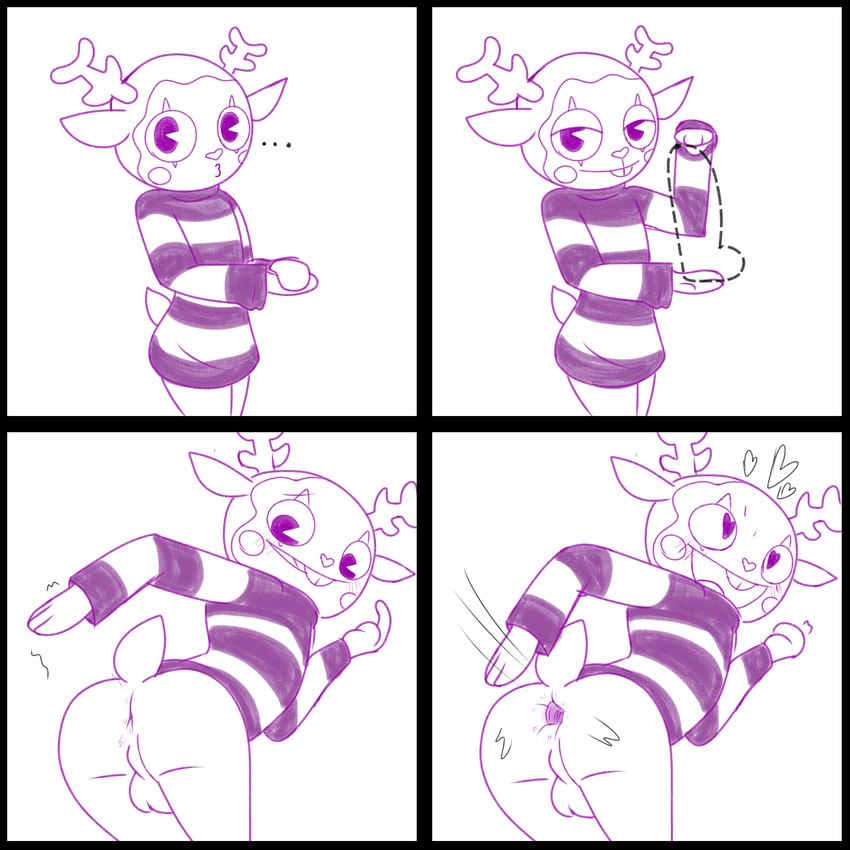 anal anal_penetration anthro anus butt clothed clothing femboy makeup male mime partially_clothed penetration solo y_anus lechugansfw happy_tree_friends mime_(htf) deer mammal 1:1 comic hi_res sketch