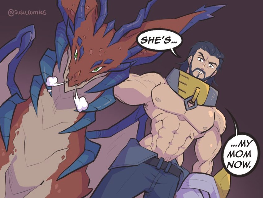 anthro dialogue duo female feral male male/female nipples susu_comics league_of_legends mythology riot_games tencent smolder's_mom sylas_(lol) dragon human mammal mythological_creature mythological_scalie scalie 4:3 mother_(lore) parent_(lore)