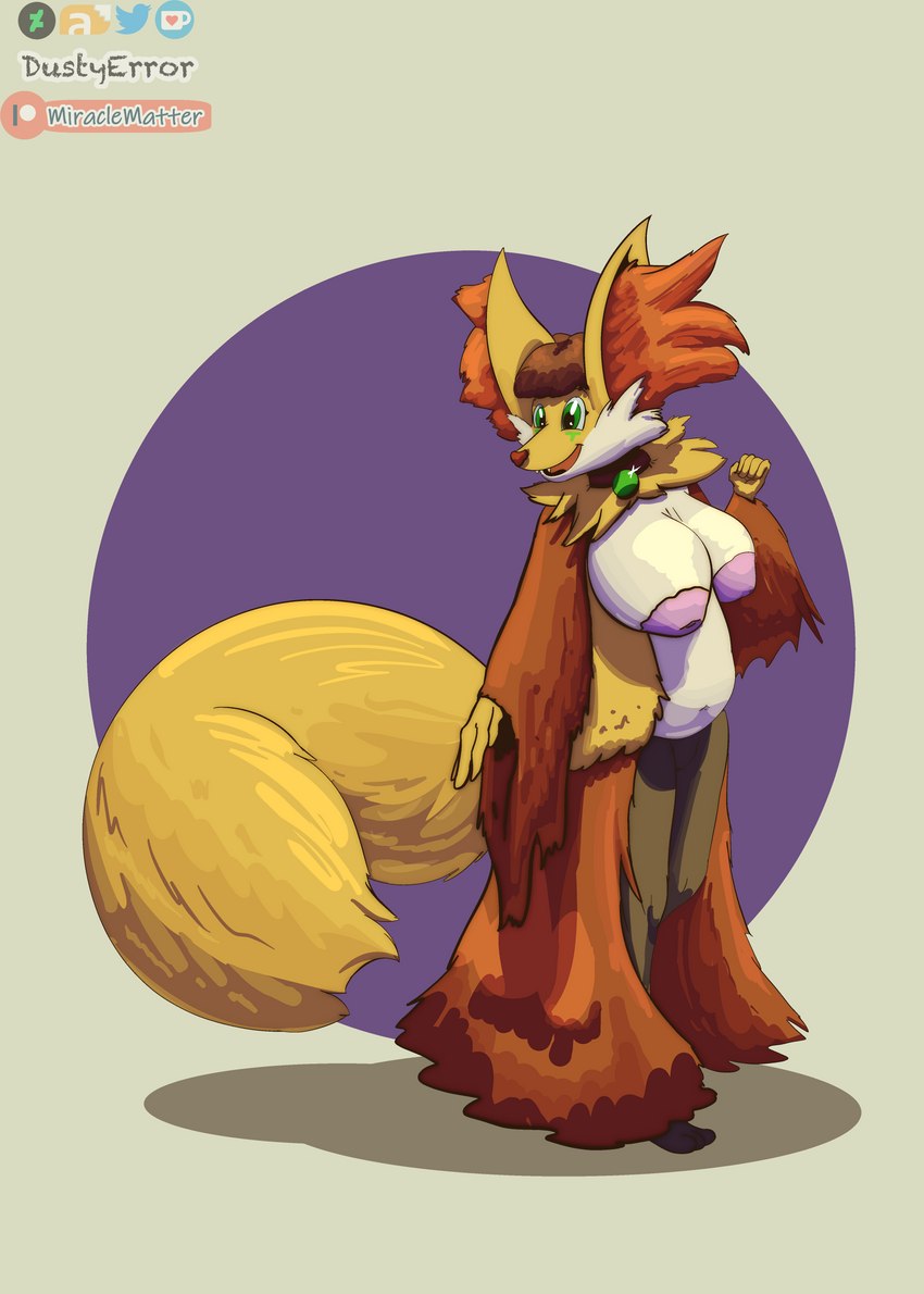 after_transformation big_breasts breasts female transformation dustyerror nintendo pokemon zeke_(firefoxzero) canid canine canis delphox domestic_dog fox generation_6_pokemon mammal pokemon_(species) absurd_res hi_res