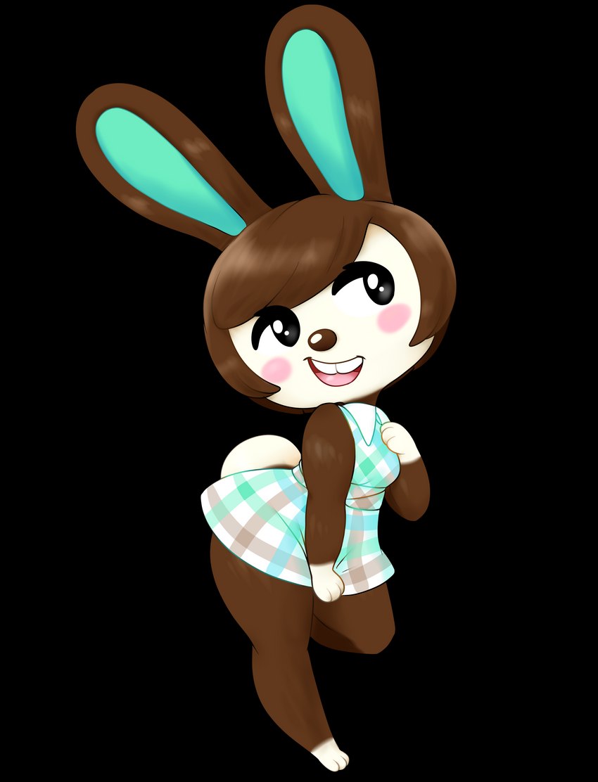 3_fingers 3_toes anthro blush breasts brown_body brown_fur brown_hair clothed clothing dress feet female fingers fur hair looking_aside looking_up open_mouth pose simple_background smile solo teeth toes tongue topwear transparent_background white_body thousandarms animal_crossing nintendo carmen_(animal_crossing) lagomorph leporid mammal rabbit absurd_res alpha_channel digital_media_(artwork) hi_res