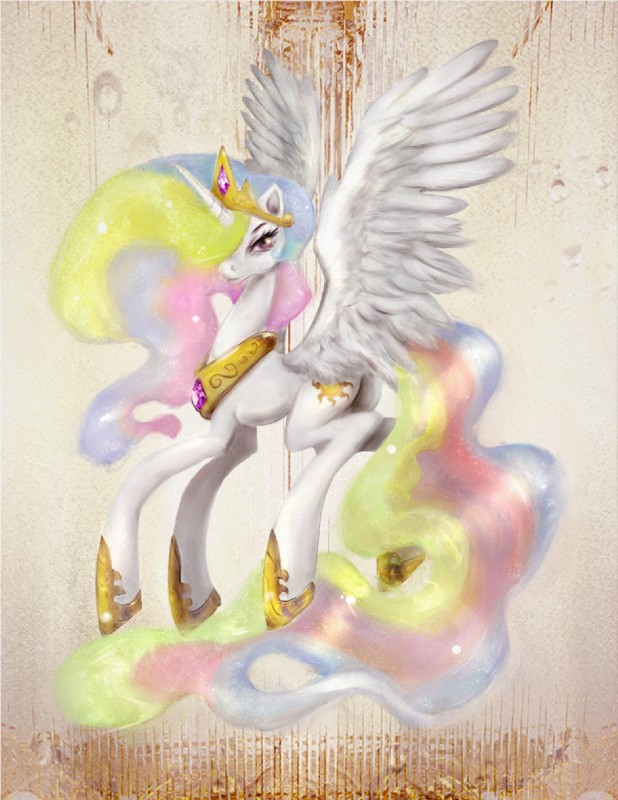 feathered_wings feathers female feral hair horn long_hair royalty solo white_body white_feathers wings relydazed friendship_is_magic hasbro my_little_pony mythology princess_celestia_(mlp) equid equine mammal mythological_creature mythological_equine winged_unicorn