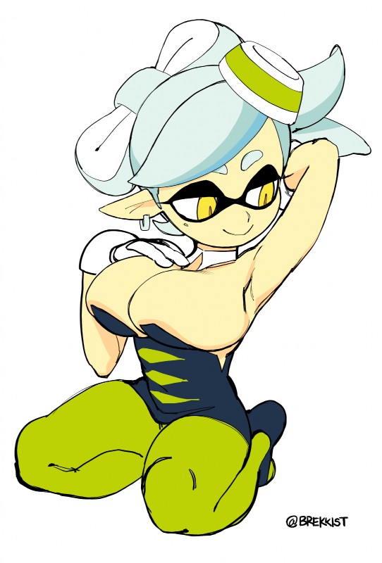 big_breasts bodily_fluids breasts cleavage clothed clothing crouching ear_piercing female gloves hand_on_breast handwear huge_breasts humanoid_pointy_ears legwear markings mole_(marking) piercing pointy_ears pseudo_hair saliva simple_background smile solo tentacle_hair tentacles tights undressing yellow_eyes brekkist nintendo splatoon marie_(splatoon) animal_humanoid cephalopod cephalopod_humanoid humanoid inkling marine marine_humanoid mollusk mollusk_humanoid 2017 absurd_res hi_res signature