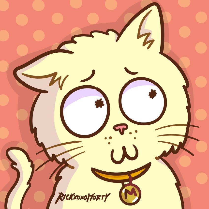 dotted_background fur male orange_background pattern_background simple_background solo yellow_body yellow_fur rickxoxomorty adult_swim cartoon_network rick_and_morty morty_smith domestic_cat felid feline felis mammal 1:1 artist_name