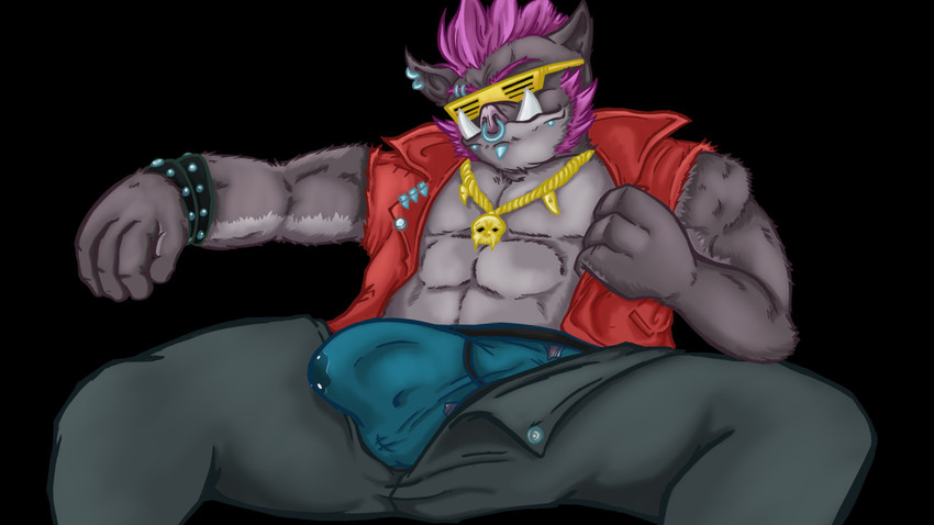 anthro bodily_fluids bottomwear briefs bulge clothed clothing eyewear fur genital_fluids male muscular muscular_male open_bottomwear open_clothing open_pants pants piercing precum solo sunglasses underwear seamaster teenage_mutant_ninja_turtles bebop humanoid mammal suid suina warthog 16:9 widescreen