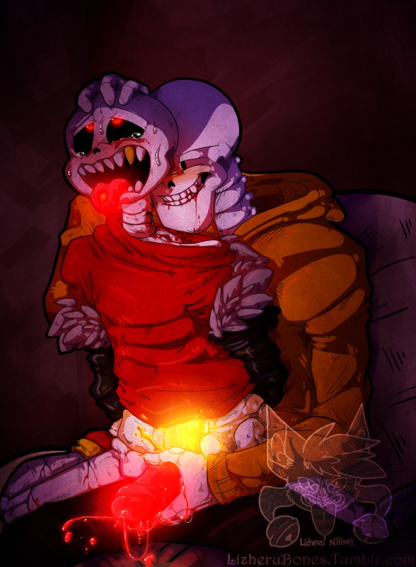 alternate_universe blood bodily_fluids bone duo genitals handjob humanoid_genitalia humanoid_penis male male/male not_furry penile penis red_penis red_tongue sex skeleton tongue lizheru underfell undertale undertale_(series) papyrus_(underswap) sans_(underfell) animated_skeleton humanoid undead hi_res brother_(lore) brothers_(lore) incest_(lore) sibling_(lore)