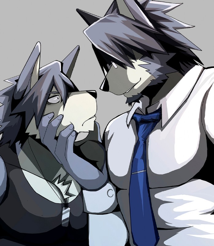 anthro anthro_on_anthro beard chin clothing duo facial_hair imminent_incest male male/male muscular muscular_male necktie shirt shocked smile suggestive suit tank_top topwear bearlovestiger13 morenatsu kouya_(morenatsu) mitsuhisa_aotsuki canid canine canis domestic_dog husky mammal nordic_sled_dog spitz father_(lore) father_and_child_(lore) father_and_son_(lore) incest_(lore) parent_(lore) parent_and_child_(lore) parent_and_son_(lore) son_(lore)