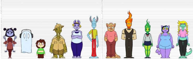 anthro clothed clothing female fire group hat headgear headwear levitating looking_at_viewer male multi_arm multi_limb size_difference standing text text_on_clothing text_on_hat text_on_headwear potoobrigham undertale undertale_(series) bratty_(undertale) burgerpants catty_(undertale) chara_(undertale) fuku_fire gerson grillby muffet napstablook nicecream_man rabbit_shopkeeper alligator alligatorid arachnid arthropod crocodilian domestic_cat elemental_creature elemental_humanoid felid feline felis fire_creature ghost human humanoid lagomorph leporid mammal rabbit reptile scalie spider spirit turtle absurd_res hi_res model_sheet