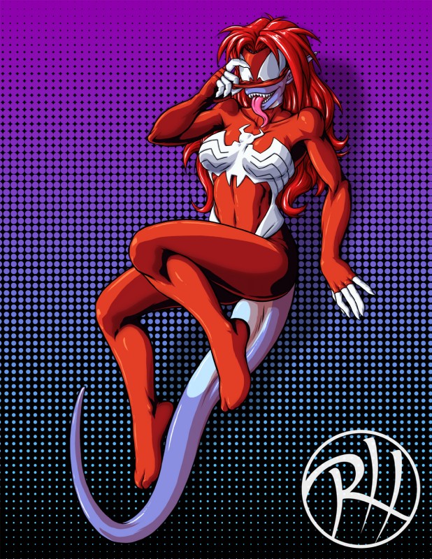 clothing cosplay costume female hair red_hair solo spandex tight_clothing predaguy marvel spider-man_(series) spider-woman vik_(predaguy) alien digital_media_(artwork) hi_res