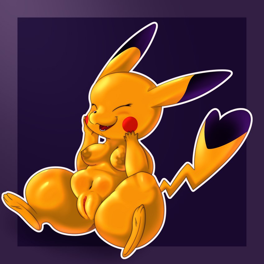 anthro blush breasts feet female genitals nipples nude open_mouth pussy short_stack simple_background slightly_chubby smile soles solo thick_thighs toes wide_hips wisty nintendo pokemon generation_1_pokemon mammal murid murine pikachu pokemon_(species) rodent 1:1 absurd_res hi_res