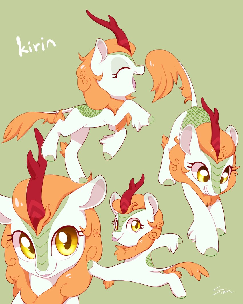 eyes_closed female feral green_background green_body green_scales happy hooves horn long_tail mane open_mouth open_smile orange_mane scales simple_background smile solo tail tongue yellow_eyes sion_(artist) asian_mythology chinese_mythology east_asian_mythology friendship_is_magic hasbro my_little_pony mythology autumn_blaze_(mlp) dragon kirin mythological_creature mythological_scalie scalie 2018 4:5 digital_media_(artwork) hi_res multiple_images