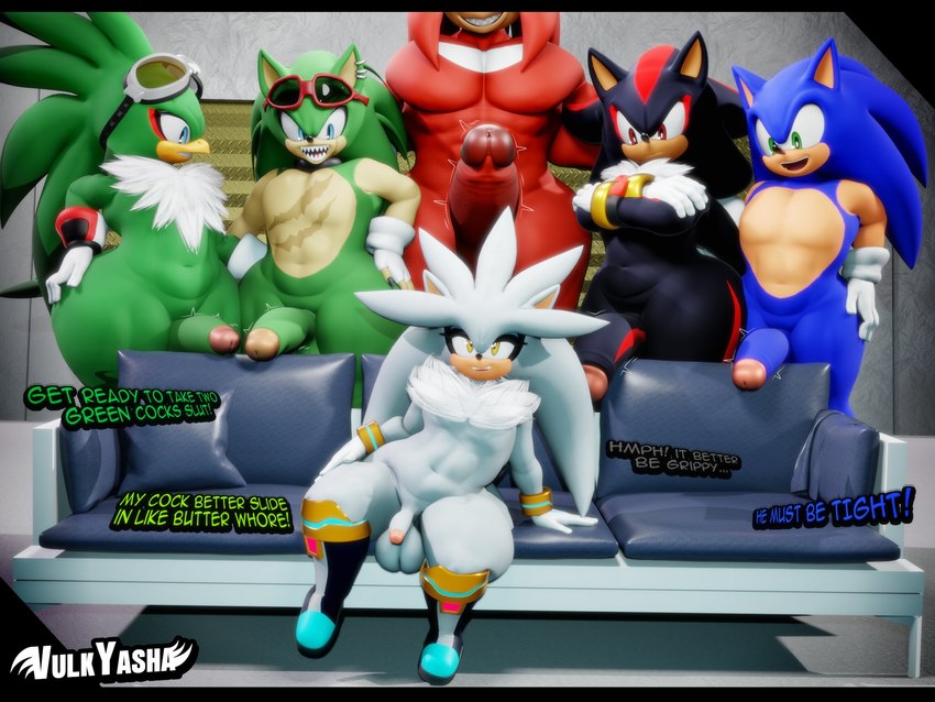 anthro balls dialogue erection femboy genitals group group_photo humanoid_genitalia humanoid_penis male male/male muscular muscular_male penis penis_size_difference text thick_thighs vulkyasha archie_comics piper_perri_surrounded sega sonic_riders sonic_the_hedgehog_(archie) sonic_the_hedgehog_(comics) sonic_the_hedgehog_(series) jet_the_hawk knuckles_the_echidna scourge_the_hedgehog shadow_the_hedgehog silver_the_hedgehog sonic_the_hedgehog accipitrid accipitriform avian bird echidna eulipotyphlan hedgehog mammal monotreme 3d_(artwork) 4:3 digital_media_(artwork) english_text hi_res meme