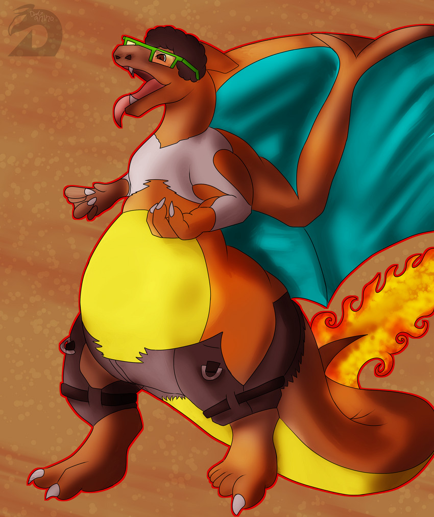 anthro belly human_to_feral male overweight overweight_anthro overweight_male solo species_transformation tail tongue transformation weight_gain wings dragonwithgames mythology nintendo pokemon charizard dragon generation_1_pokemon mythological_creature mythological_scalie pokemon_(species) scalie absurd_res hi_res