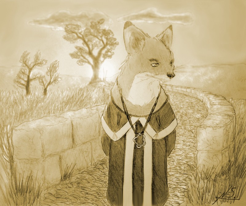 anthro blind contemplative disability hill musing peaceful solo holt5 canid canine fox mammal monochrome