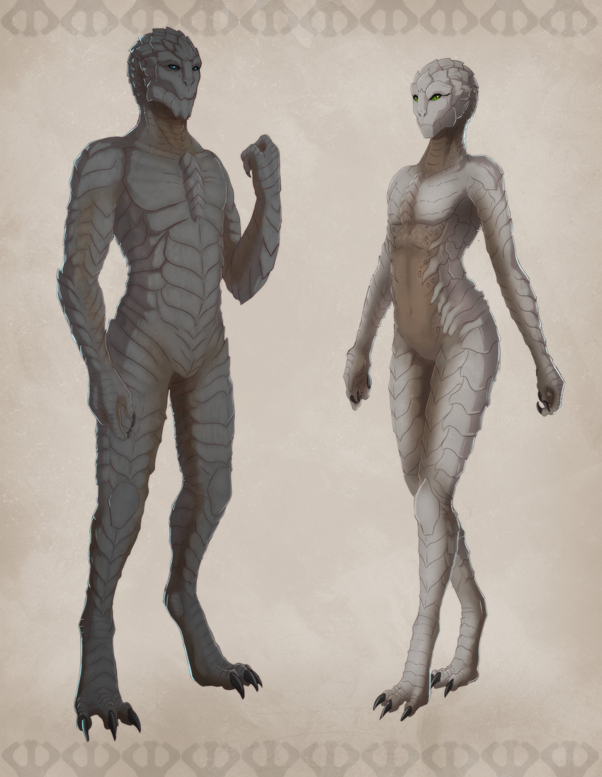 3_fingers 3_toes anthro boneplates claws duo feet female fingers male male/female nude paws scales simple_background toes essence_of_rapture case-black_universe alien antian humanoid mammal absurd_res digital_media_(artwork) hi_res