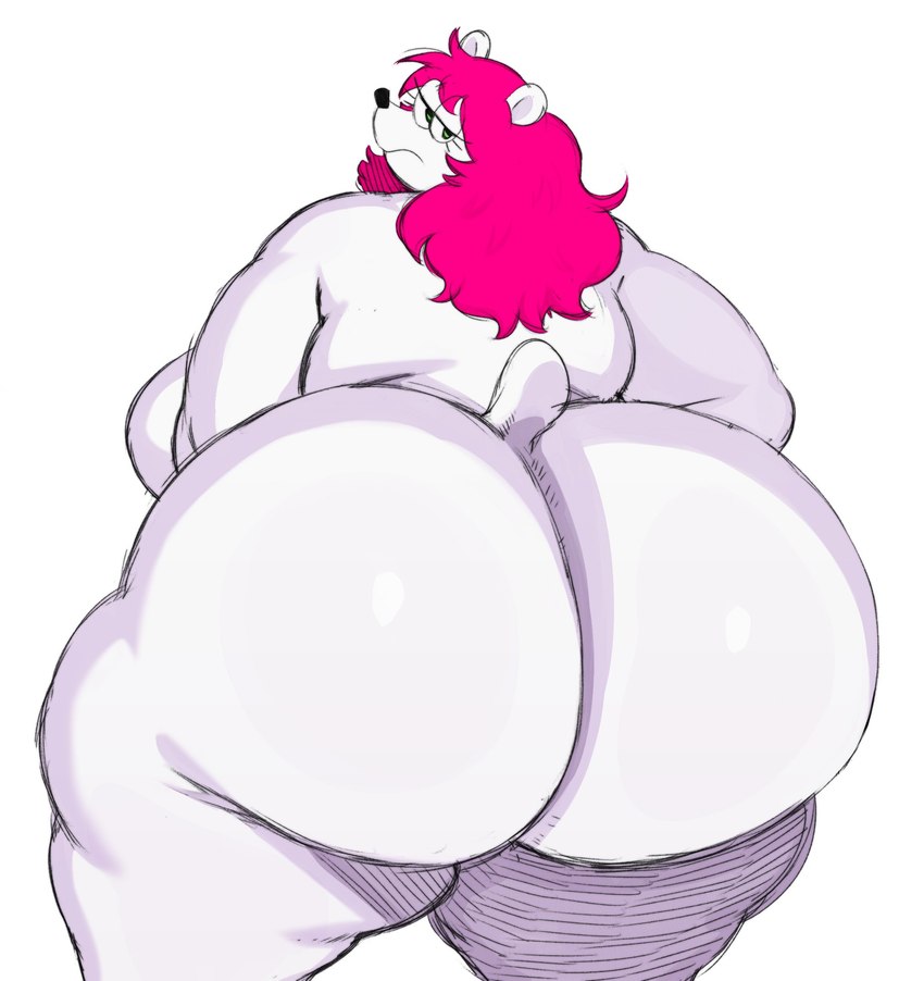 anthro big_breasts big_butt biped breasts butt eyelashes female female_anthro fur hair huge_butt looking_at_viewer looking_back looking_back_at_viewer narrowed_eyes nude nude_anthro nude_female overweight overweight_anthro overweight_female pink_hair pupils rear_view simple_background solo tail thick_thighs white_background white_body white_ears white_fur white_tail sssonic2 noelle_(twistcmyk) bear mammal polar_bear ursine 2024 digital_drawing_(artwork) digital_media_(artwork) hi_res portrait three-quarter_portrait