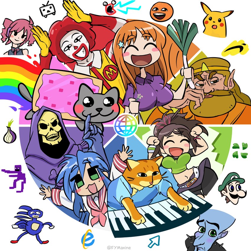 annoying orange, purple guy, ronald mcdonald, king harkinian, inoue orihime, and etc (sonic the hedgehog (series) and etc) created by fymaxine