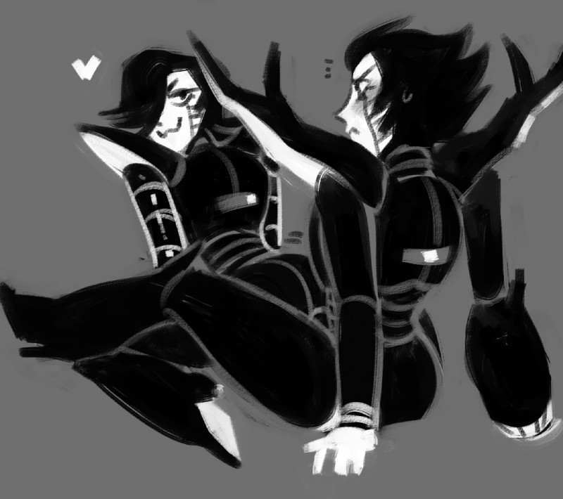 blush clothed clothing duo femboy hair heart_symbol machine male male/male not_furry selfcest simple_background square_crossover hotlegmeme undertale undertale_(series) mettaton mettaton_ex mettaton_neo android humanoid robot digital_media_(artwork) monochrome