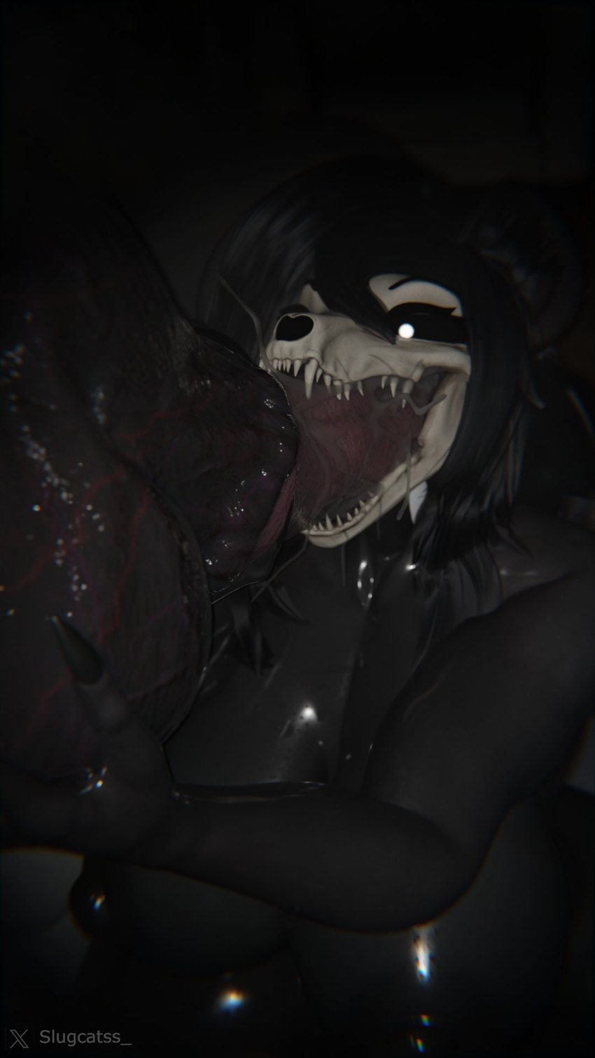 animal_genitalia animal_penis anthro areola balls big_balls big_breasts big_penis bodily_fluids bone breasts claws cum cum_drip cum_in_mouth cum_inside cum_string dark dark_nipples dripping duo equine_genitalia equine_penis fellatio female genital_fluids genitals glistening glistening_areola glistening_body glistening_breasts glistening_nipples glowing glowing_eyes hair holding_balls huge_balls huge_breasts huge_penis male male/female nipples oral penile penis penis_in_mouth sex sharp_teeth skull skull_head teeth vein veiny_balls slugcats scrag_(modeler) scp_foundation mal0 scp-1471-a scp-1471-a_(scrag) canid canine equid equine horse mal0_(species) malo mammal skulldog_(species) 3d_(artwork) 9:16 chromatic_aberration digital_media_(artwork) hi_res