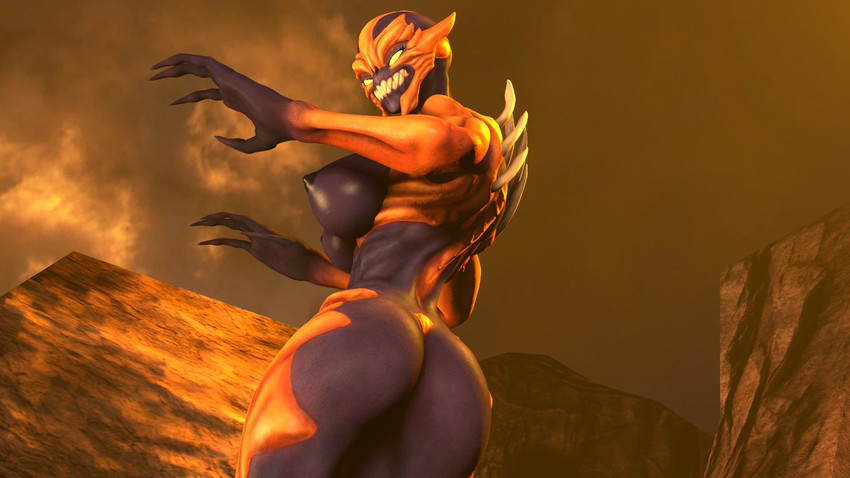 black_body black_skin brown_body brown_skin female solo spikes spikes_(anatomy) ewr_115 protobot-715 ghost0fonyx_(modeler) doom_(series) id_software microsoft demon demon_humanoid humanoid imp_(doom) mammal monster monstrous_humanoid 16:9 3d_(artwork) digital_media_(artwork) widescreen