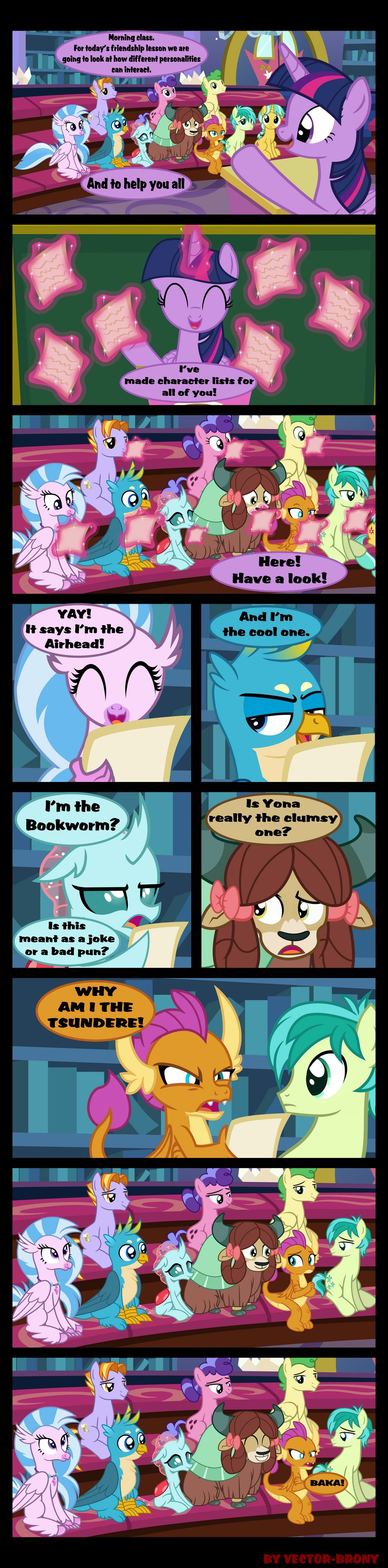 anthro baka dialogue feathered_wings feathers female feral horn male membrane_(anatomy) membranous_wings tail text tsundere wings vector-brony european_mythology friendship_is_magic greek_mythology hasbro my_little_pony mythology gallus_(mlp) ocellus_(mlp) sandbar_(mlp) silverstream_(mlp) smolder_(mlp) twilight_sparkle_(mlp) yona_yak_(mlp) arthropod avian bovid bovine changeling dragon equid equine gryphon hippogriff horse mammal mythological_avian mythological_creature mythological_equine mythological_scalie pegasus pony reformed_changeling scalie unicorn winged_unicorn yak 2018 absurd_res comic english_text hi_res long_image tall_image