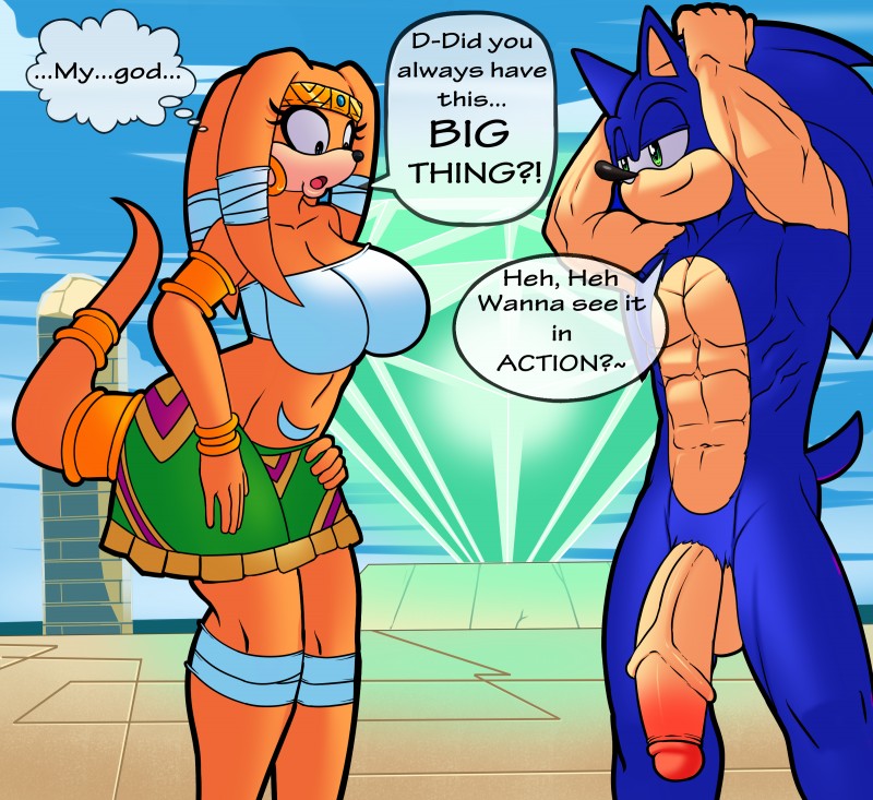 sonic the hedgehog and tikal the echidna (sonic the hedgehog (series) and etc) created by canastus and superbunnygt