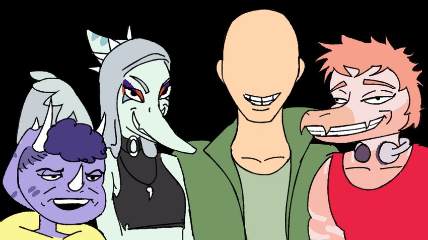anon, fang, reed, and trish (goodbye volcano high and etc) created by unknown artist
