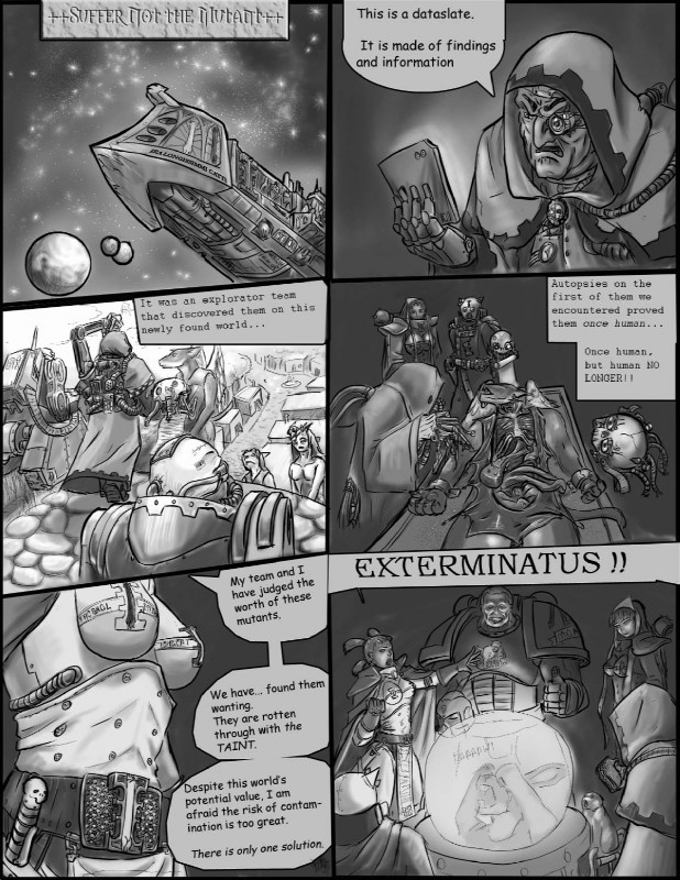 6_panel_comic action_scene adepta_sororitas adeptus_astartes adeptus_mechanicus armor autopsy blood bodily_fluids boob_armor cybernetics dissection exterminatus female fursecution gore grid_layout group holographic_screen humor inquisition inquisition_(warhammer_40000) inquisitor machine male operating_table organs panel_skew planet power_armor servo_skull six_frame_grid six_frame_image space space_marine spacecraft speech_bubble tech_priest text vehicle unknown_artist 4chan longcat warhammer_(franchise) warhammer_40000 cockmongler sister_of_battle suiseiseki tacgnol cyborg human mammal comic english_text greyscale hi_res meme monochrome