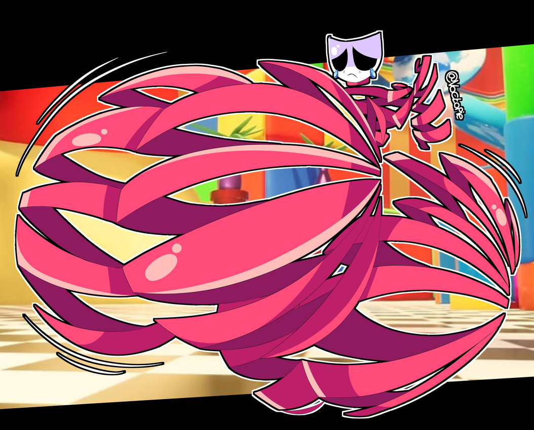 big_breasts bodily_fluids breasts female front_view huge_breasts huge_hips huge_thighs hyper hyper_breasts mask monotone_body not_furry nude nude_female outline red_body screencap screencap_background solo tears text thick_thighs three-quarter_view wide_hips voctopie glitch_productions the_amazing_digital_circus gangle_(tadc) animate_inanimate fabric_creature humanoid living_mask 2025 absurd_res artist_name digital_drawing_(artwork) digital_media_(artwork) hi_res