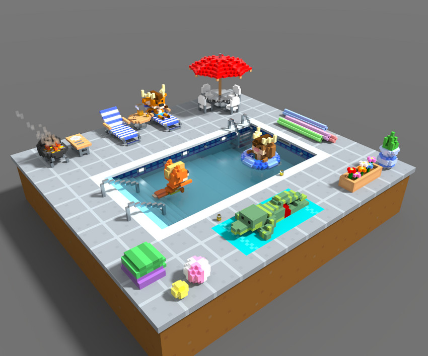 anthro antlers ball beach_ball beach_chair beach_towel beverage chair clothing day floating flower food furniture grill group horn hot_dog inflatable inner_tube lying male on_front outside plant pool_noodle pool_party poolside sitting smoke sunbathing swimming swimming_pool swimwear table towel umbrella voxel_(artwork) water handlebarsprites fox_claypaw marcus_the_daddigator oddball_(handlebarsprites) tom_cervo alligator alligatorid canid canine crocodilian deer fox jackalope lagomorph leporid mammal rabbit reptile scalie 3d_(artwork) 6:5 digital_media_(artwork)