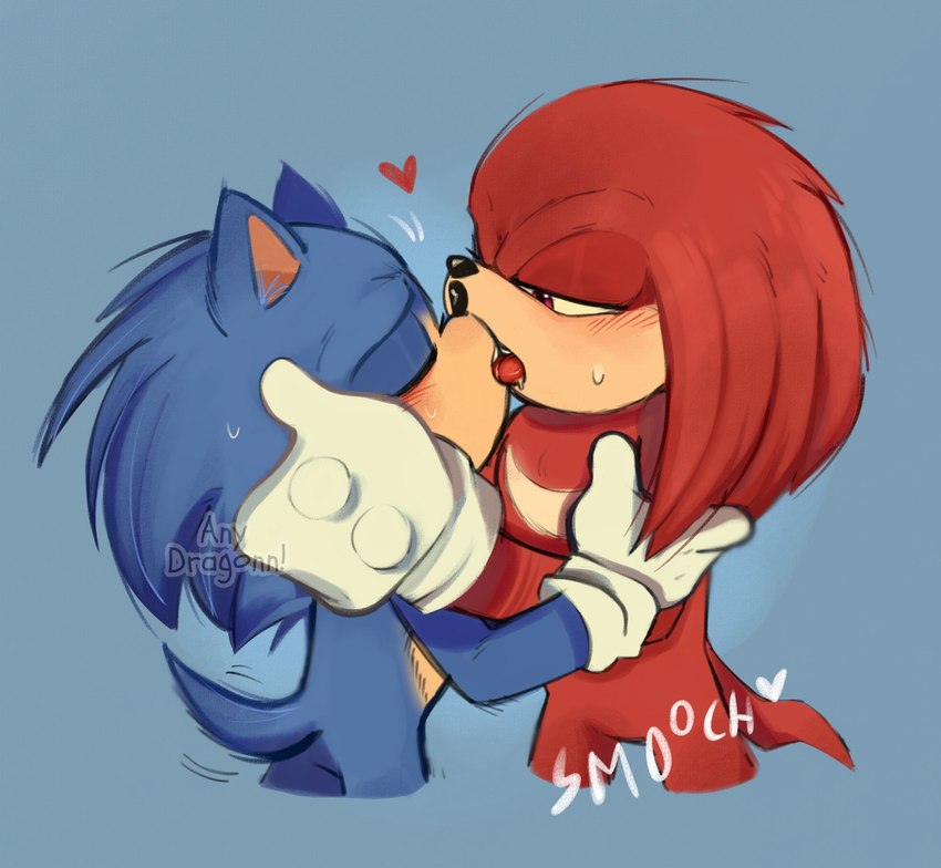 anthro blush duo eyes_closed french_kissing heart_symbol kissing male male/male tongue anyyuum sega sonic_the_hedgehog_(film) sonic_the_hedgehog_(series) sonic_the_hedgehog_2_(film) knuckles_the_echidna sonic_the_hedgehog echidna eulipotyphlan hedgehog mammal monotreme hi_res