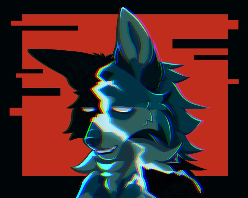 ambiguous_gender feral glitch rgb_lighting sad shadow simple_background solo tired tired_eyes takomishadow 5:4