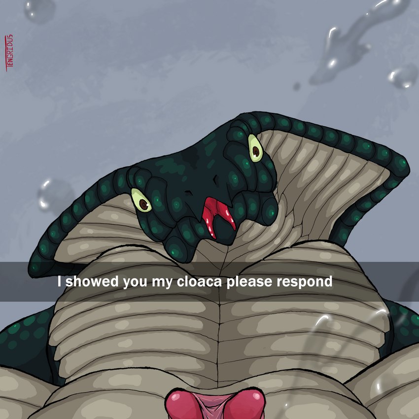 2_clitorises aglaya animal_clitoris animal_genitalia anthro bodily_fluids caption clitoris female genital_fluids genitals hemiclitores multi_clitoris multi_genitalia solo tongue tongue_out vaginal_fluids tengridus please_respond snapchat x-com scalie viper_(x-com) 1:1 hi_res meme