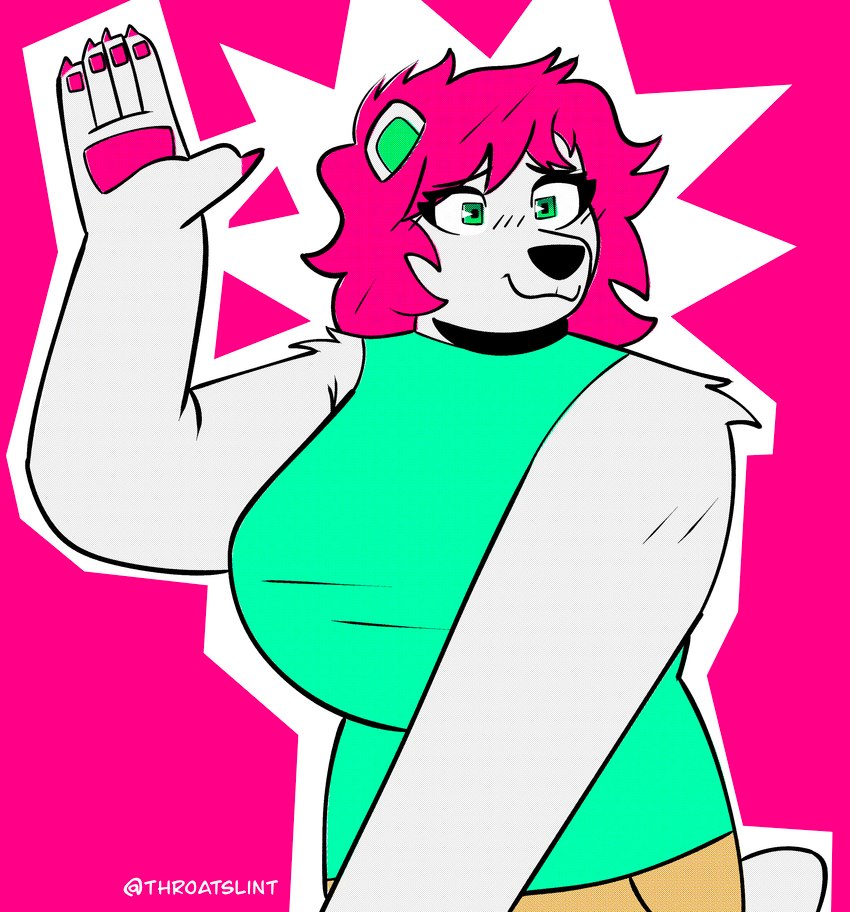 anthro clothing female hair long_hair pink_hair shirt solo topwear undershirt throatslint noelle_(twistcmyk) bear mammal polar_bear ursine absurd_res hi_res